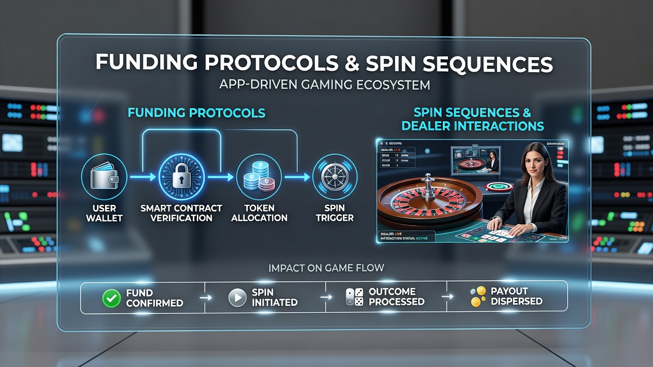 Illustration von Live-Dealer-Interaktionen und Spin-Sequenzen in mobilen Casino-Apps