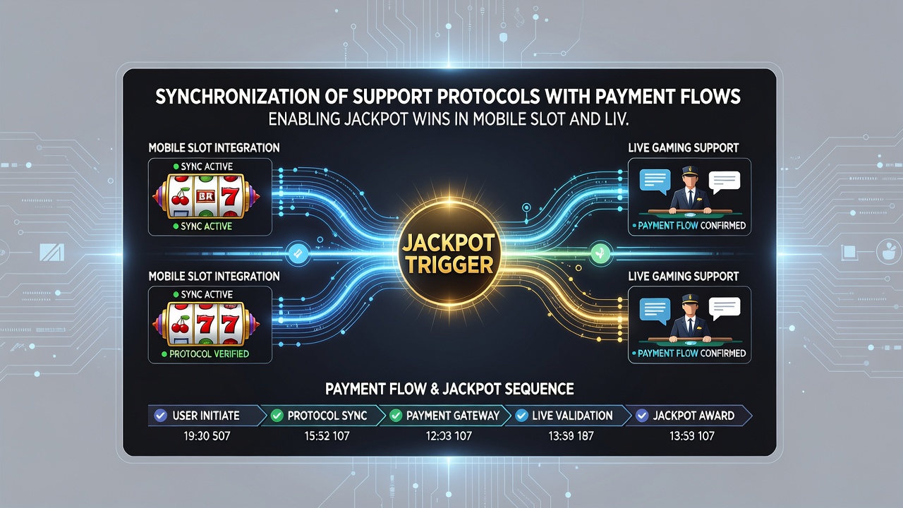 Illustration der Zahlungsfluss-Synchronisation mit Jackpot-Triggern in mobilen Live-Tisch- und Slot-Umgebungen